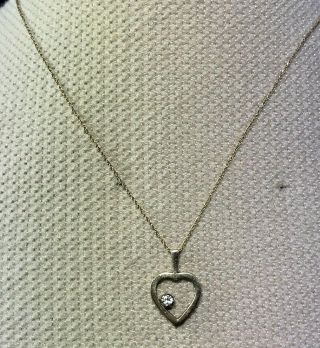 Vintage 18ct Heart Diamond Pendant Necklace