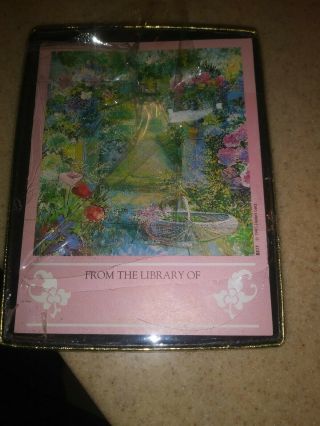 Vintage Antioch Bookplate Company Box Of Pink Flower Garden Helen Lea 1991