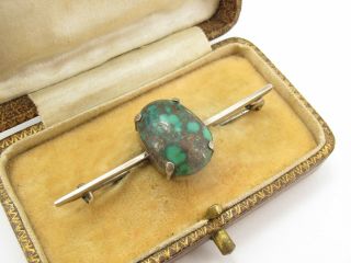 Vintage Sterling Silver 925 & Turquoise Bar Brooch Pin