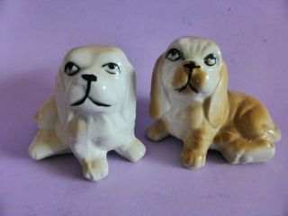 Vintage Basset Hound Dog Figurines,  Hand Painted Porcelain,  Cute Puppy Ornaments