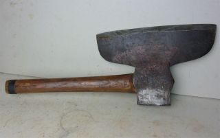 Antique Primitive Huber Co Broad Axe 12 " Blade Cast Steel Warranted Wood Handle