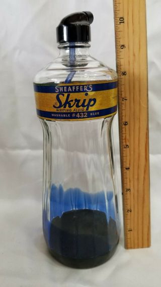 Vintage Shaeffer’s Ink 32 Oz Skrip Writing Fluid,  Owen ' s Illinois Glass Bottle 2