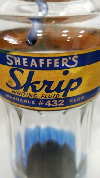 Vintage Shaeffer’s Ink 32 Oz Skrip Writing Fluid,  Owen ' s Illinois Glass Bottle 3