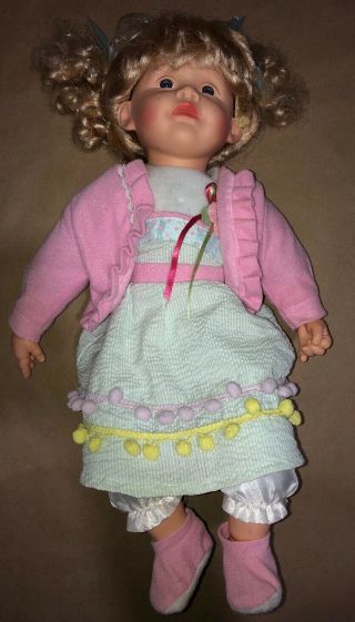 Vintage Collectable Golden Treasure Large 19 " Toddler Blond Baby Doll W/ Outfit