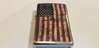 Zippo Cigarette Lighter 2015 American Flag Very Little With Flint