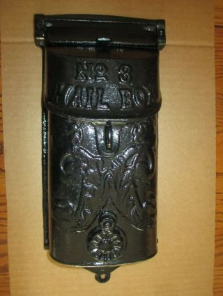 Antique Vintage Early Decorative Cast Iron No.  3 Mailbox,  Painted