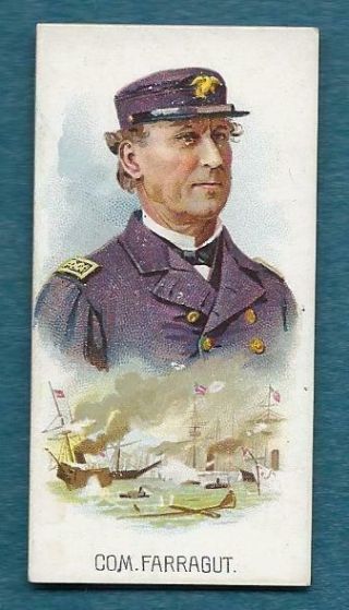 Kinney Bros.  Cigarettes Tobacco Card Leaders Civil War Navy Commander Farragut