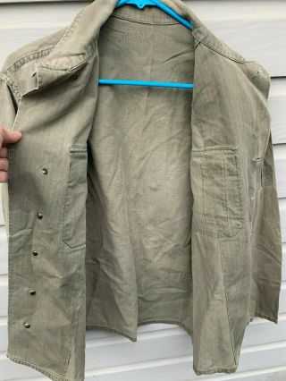 Vintage 1940 ' s WW2 US Army 13 Star Button HBT Herringbone Twill Shirt Jacket M 3