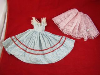Vtg Madame Alexander Cissy Floral Blue/white Sun Dress Rhinestones & Pink Skirt