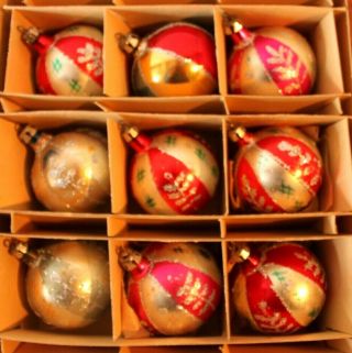 Santa Land Poland Hand Blown Glass Christmas Ornaments 3/4 Dozen Vtg