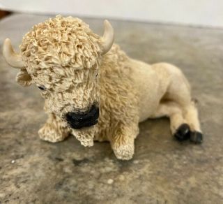 Vtg 1990 Castagna Italy White Bison Buffalo Figurine Figure Laying Down Western