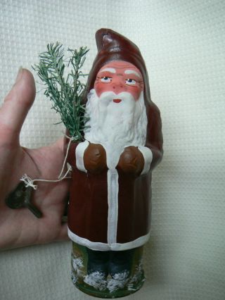 Rare Antique German Santa Christmas Tree Wind Up Toy W/key All
