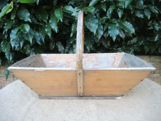 Vintage French Wooden Trug Garden Basket (1030)