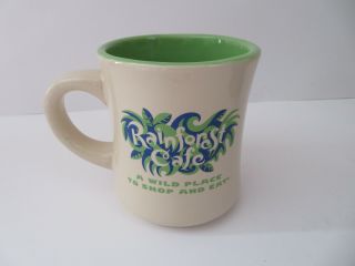 Rainforest Cafe Mug 1999 Coffee Vintage Green Beige 14 Oz (d)