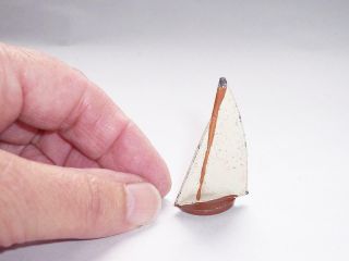 Vintage Miniature Die Cast Metal Yacht Sail Boat Ornament Model - Nautical