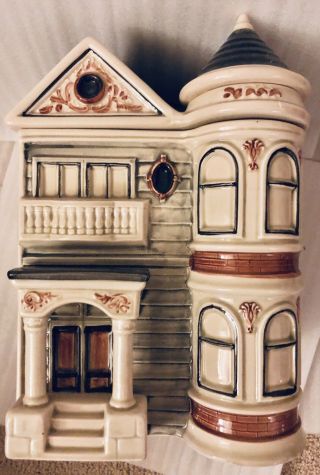 Vintage Xl Otagiri Victorian House Shape Porcelain Cookie Jar Made Japan 1979