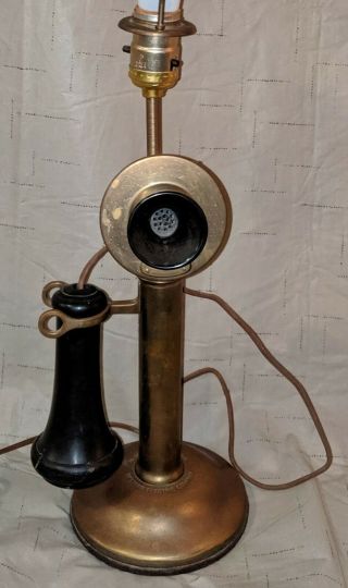 Vtg Antique Western Electric Candlestick Telephone Table Lamp Brass American Tel
