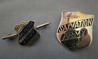 Lovely Vintage Sterling Silver Salvation Army Pin Badges / Brooches