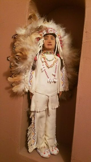 Gorgeous Antique Plains Doll Native American Indian (kay Bennett Navajo Activist)