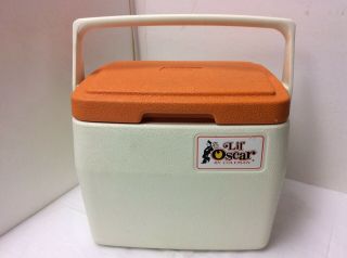 Vintage Coleman Lil Oscar Cooler 5272 Orange White October 81 Lunch Box Usa Made