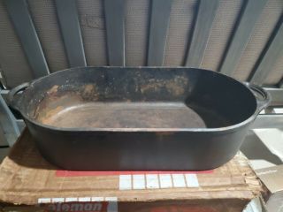 Vintage Cast Iron 3060 Deep Fish Fryer Chicken Oval Made In Usa 17.  5x9.  5x4