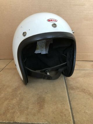 Vintage Bell R - T Toptex Top - Tex White Motorcycle Helmet Size 7 5/8 Buco Mchal