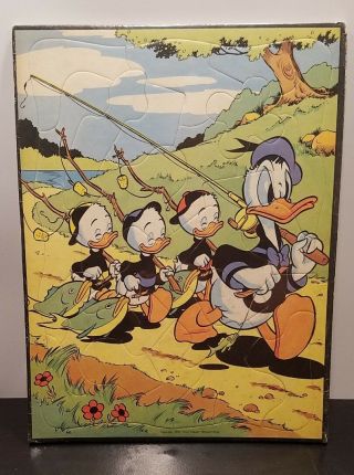 Vintage 1950 Disney Toy Puzzle Donald Duck And Boys