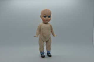 Antique Googly Porcelain Bisque Doll Head With Glass Eye