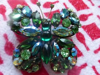 Vintage Regency Crystal Butterfly Blue & Green