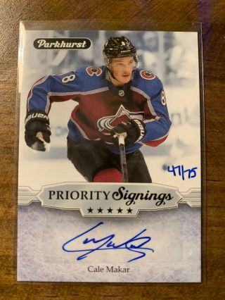 2019 - 20 Ud Parkhurst Priority Signings Cale Makar /75 Fall Promo Toronto Expo