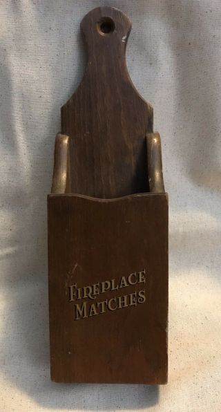 Vintage Wooden Fireplace Match Holder Cornwall Wood Maine