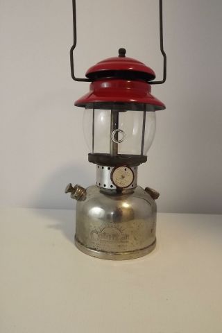 Vintage 04/1952,  Coleman 200 Lantern.  Nickel Tank Red Vent,  Good