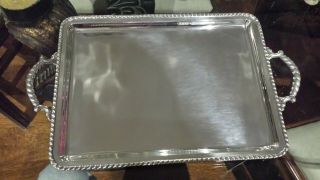 600g High Class Sterling Silver Handle Tray Of Montejo Pearl Style