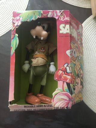 Vintage Durham Disney Safari Goofy Posable Figure In Orig.  Box - Rare