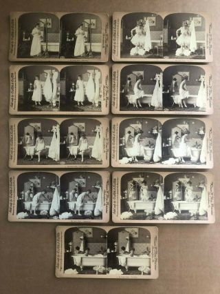 1900 Vintage Stereoview 9 Card Set Lady 