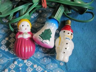 2 Antique Vintage Christmas Figural Glass Light Bulbs Xmas Woman Tree