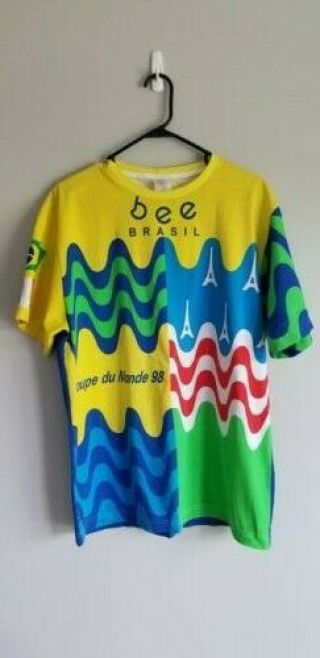 Vintage Mens Bee Brasil Coupe Du Monde 98 France World Cup Soccer T Shirt Sz Xl
