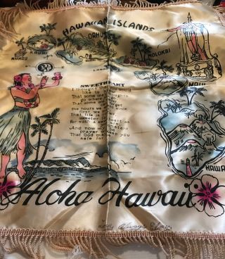 Vtg Ww2 Wwii Military Pillow Sham Cover Silk Hawaiian Islands