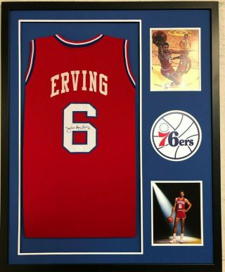 Framed Philadelphia 76ers Dr.  J Julius Erving Autographed Signed Jersey Jsa