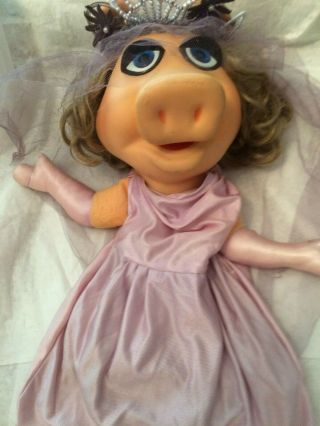 Vintage Fisher Price Miss Piggy 17 " Hand Puppet Muppets Jim Henson 1977 Tiara