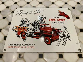 Vintage Texaco Fire Chief Porcelain Sign Gas Station Gasoline Pump Plate Oil