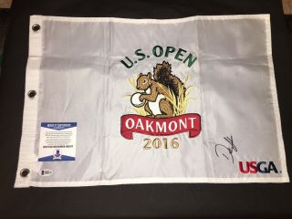 Dustin Johnson Signed 2016 Us Open Flag At Oakmont 2016 Champion Beckett