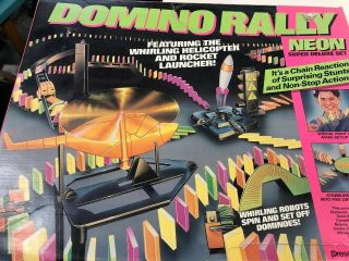 Vintage Pressman Domino Rally Neon Deluxe Set 95 Complete S1