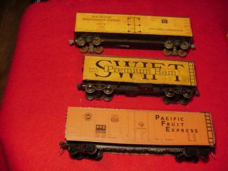 (3) Vintage O - Scale 2 - Rail Athearn Wood Box Cars.