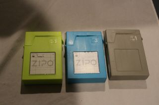 3 Vintage Zipo 3.  5 Inch Hard Drive Protector Gray Lime Turquoise Retro