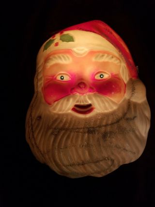 Vtg Mid Century Noma Lighted Plastic Santa Face Christmas Light 15” Tall
