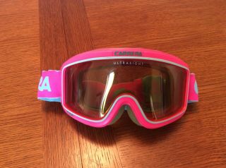 Vintage Carrera Goggles Skiing Motorcycle Ultrasight Pink And White