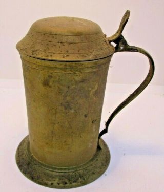 Brass Lidded Tankard Beer Stein Mug Vintage Barn Find