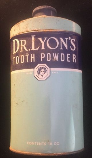 Antique Vintage Dental Dr.  Lyons Tooth Powder 10 Oz.  Tin York Usa