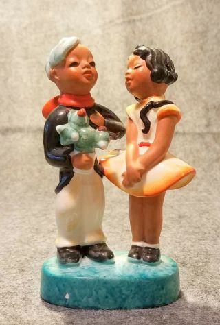 Vintage Japanese Ceramic Figurine Of A Young Girl And Boy